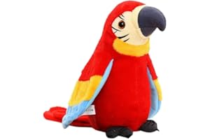 MAGIC SELECT Sprechender Plüschpapagei, der Geräusche und Lieder in verschiedenen Sprachen wiederholt. Interaktives Spielzeug, Geschenk für Kinder und Babys. USB-Akku.