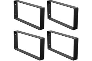 Amig - Pack de 4 Soportes Rectangulares para estantes Industriales - 126 x 261 x 30 mm - Acero Negro Mate - Soporte Estantería Pared - Diseño Funcional y Resistente - Ideal para Estanterías de Pared