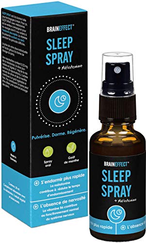 BRAINEFFECT SLEEP SPRAY - 1mg Mélatonine par dose Quotidienne - 30 ml - Somnifère Natural - Pour Réduire le Temps D'endormissement - Végan