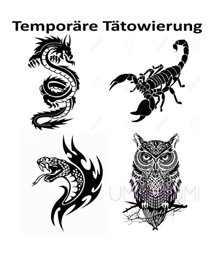 4x Temporäre Tattoos stickers with 5x Neha mehandi natural Temporäre Tattoo Cones - 3