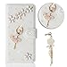 Produktbild Galaxy S7 Edge Handytasche,Samsung S7 Edge Hülle,Sunroyal Elegant Luxus Noble Weiß Tänzer Mädchen Shining Blumen Bling Diamant Glitzer Rhinestone Muster Entwurf PU Leder Schutz Handyhülle Strass Klapp Flip Bookstyle Akku Wallet Case Folio PU-lederne Dünn Faux Kunstleder DIAMANT Bling Strass Protektiv Cover Tasche Glitter Kristall Crystal Matt Bunt Hart Haut PC Bumper mit Kartenfach Magnetverschlu und Ständer für Samsung Galaxy S7 Edge