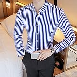 Ärmellänge (cm): Voll MKDLJY Herren-Hemd Large Size Men Vertical Striped Shirt Hochwertiges, Komfortables Baumwoll-Langarm-dünnes lässiges Button-Down-Hemd