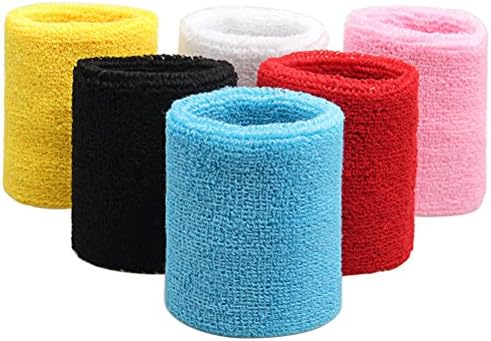 Borte 6 PCS Wrist Sweatband, Athletic Cotton Terry Cloth Wristband For Sports,Multicolor