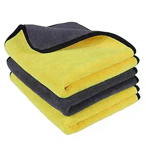 V Craft Microfiber Cloth Premium Quality (800 GSM) 40 cm x 40 cm, 3 Pcs, Thick Lint & Streak-Free Multipurpose Cloths - for Car/Bike Cleaning Washing Detailing & Polishing