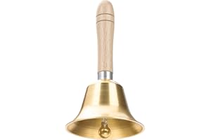 Tbintul Super głośny dzwonek ręczny, metalowe dzwonki z drewnianym uchwytem, dzwonienie z litego mosiądzu, dzwonek stołowy, dzwonek do kolacji, dzwonki do domu, szkoły, dekoracja świąteczna