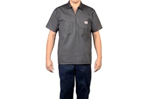 Ben Davis Herren Short Sleeve Stripe Half Zipper Work Shirt Half Zipper