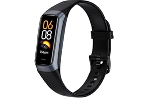 MORELOCO Fitness Tracker Activity Tracker 1.10''AMOLED Touch Color Screen,Smart Watch with 24/7 Blood Oxygen Heart Rate and Sleep Monitor,IP68 Waterproof,Step Counter Health for Women Men (Carbon black).