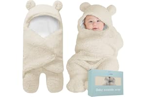 BlueMello Baby Swaddle Blanket | Ultra-Soft Plush Essential for Infants 0-6 Months | Receiving Swaddling Wrap Beige | Ideal Newborn Registry and Toddler Boy Accessories | Perfect Baby Girl Shower Gift