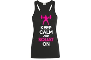 Fashion Graphic Canotta Donna Keep Calm And Squat On Palestra Fitness Bodybuilding Crossfit Powerlifting