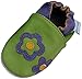 MiniFeet Soft Leather Baby Shoes, Green Daisy, 0-6 Months