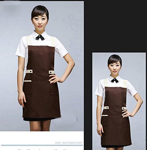Fiean Unisex Double Pockets Leisure Couture Apron Barista Waiter Server Apron Cooking Apron Salon Apron Spa Aprons-Brown