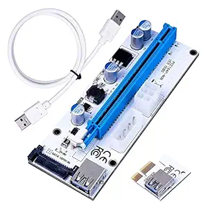 SaiRetail.Com VER 008S PCI-E 16x to 1x 60 cm USB 3.0 Extension Cable and 4 Pin 6 Pin B-SATA Power PCIe Riser -Crypto Currency Mining ETH