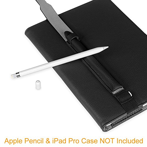 Fintie Apple Pencil Halter – Premium Kunstleder Hülle mit USB-Adapter-Tasche, kompatibel mit iPad Pro 9,7, iPad Pro 10.5 & iPad Pro 12.9 Schutzhüllen, Schwarz - 3