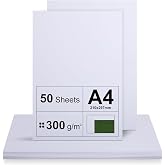 A4 Paper 300 g/m&sup2; &ndash; 50 Sheets Premium Thick for Printers and Crafts, Presentations, Greeting Cards