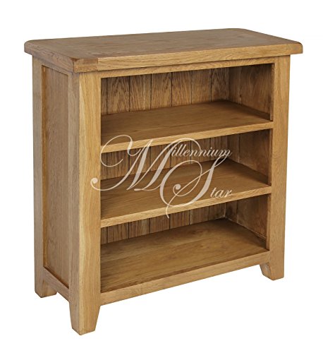 SOLID CHUNKY WOOD RUSTIC OAK SMALL LOW BOOKCASE DISPLAY UNIT