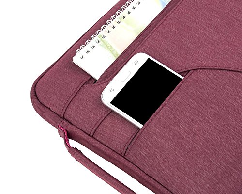 MOSISO Polyester stoßfeste Laptop Hülle Tasche Umhängetasche mit Handgriff für 13-13,3 Zoll MacBook Pro, MacBook Air, Notebook und Tablet, Weinrot - 3