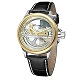 FORSINING Men's Automatic Mechanical Fashion Causel Leather Band Skeleton Self Winding Batteryless Watch