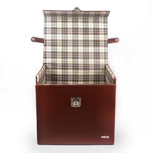 Aufbewahrungsbox für 45RPM Vinyl-Single Schallplatten, echtes Leder, 17