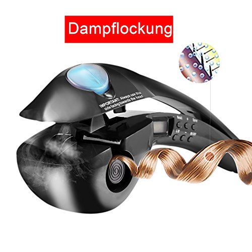 ACEVIVI Dampf Anion Lockenstab Curler Lockendreher mit EU Stecker LCD Schwarz,pro-C
