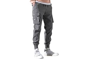 EODJXIO Pantaloni da Lavoro Elasticizzati Uomo Cotone Pantaloni da Jogging Pantaloni Cargo Estivi Pantaloni Cargo con Elastico alla Caviglia Pantaloni Tuta Leggero Sportivi con Coulisse
