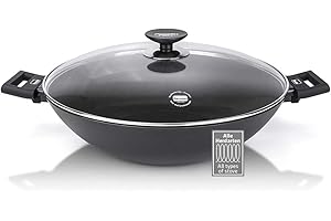 Berndes Alu Induction Wok avec couvercle 36 cm, 6,4 litres, aluminium forgé