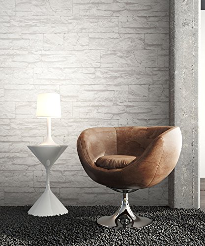 Steintapete Vliestapete Weiß , schöne edle Tapete im Steinmauer Design , moderne 3D Optik für Wohnzimmer, Schlafzimmer oder Küche inklusive der Newroom Tapezier Ratgeber mit Tipps für perfekte Wände - 4