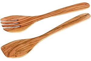 Fackelmann 30855 Couverts à Salade, Ustensile de Cuisine, Olivier, Bois, 30 cm
