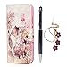 Produktbild Hülle für Huawei P Smart 2019 / Huawei Honor 10 Lite, 3D-Effekt Gemalt Leder Handyhülle Klappbares Brieftasche Schutzhülle Wallet Case Cover mit Integrierten Kartensteckplätzen Katze Liebe Blume