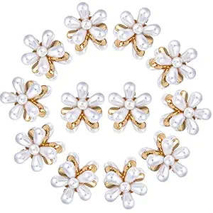 PALAY 12PCS Mini Pearl Daisy Hair Clips,Retro Pearl Claw Clip for Girls Women, Suitable for All Kinds of Braided Hair, Bride and Bridesmaid Headwear,Party and Outdoor Photography Decoration