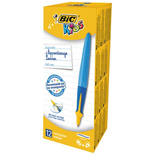 BIC Kids Twist System Stylos-bille d'Apprentissage Ergonomiques - Bleu, Boîte de 12