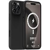 Magsafe Supported Rubber Fit Silicone Case Compatible with BUFF LABS iPhone 16 Pro Max, Soft, Wireless Charging, Full Protection (Black)