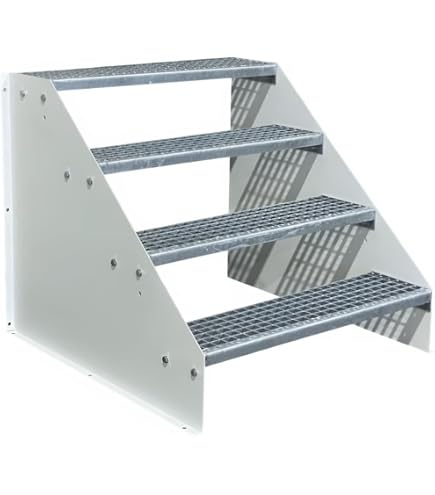 4 Stufige Freistehende Stahltreppe Standtreppe Breite 120cm Höhe 84cm