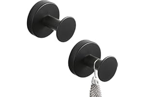 FANGCCC 2 Pcs Suction Hooks,Vacuum Suction Cup Hooks Holder,Shower Hooks Suction Towel Hanging Hooks Self Adhesive,Stainless Steel Waterproof Heavy Duty Suction Hooks for Bathroom Kitchen Glass Door (Black)