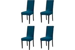 Sufdari Chair Covers, Set of 4, Teal Green, Stretch Dining Room Chair Covers, Soft Parsons Chair Covers, Removable Spandex Seat Covers for Kitchen Chairs