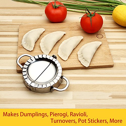 i-auto Zeit Dumpling Maker, Edelstahl Dumpling Maker und Teig Drücken für Home Küche, Dumpling Pie Ravioli Form Mould Maker Gebäck Tool für Kochen Large Size - 6