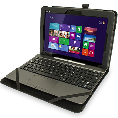 igadgitz Schwarz PU Ledertasche Hülle Folie für Asus Transformer Pad TF103C 10,1 Zoll mit Multi-Winkel Betrachtungs + Stylus-Stift Elastischen Halter + Displayschutzfolie - 4