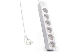 WELLY ENJOY IT Welly EnjoyIT WY13166 - Regleta de alimentación 6 posiciones Schuko 16A con interruptor de encendido/ apagado, Color Blanco, 6 Enchufes