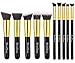 EmaxDesign Makeup Brush Set Professional Premium Synthetic Kabuki Foundation Blending Blush Eyebrow Face Liquid Powder Cream Cosmetics Brushes Kit With Bag (10pcs Golden Black)