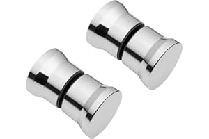 Clarmonde 2 paia di pomelli rotondi per porta della doccia, in vetro cromato, parti di ricambio per box doccia, doccia e vasca da bagno