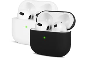 2X Kompatibel mit AirPods 3 Generation Hülle 2021, Mocarheri Ultra-dünnes, Silikon Stoßfeste Weiches Schutzhülle für AirPods 3, Voller Schutz für AirPods 3 Case Cover, Front-LED Sichtbar,Schwarz/Weiß