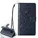 Produktbild Hülle für Samsung Galaxy S5,Samsung Galaxy S5 Neo Lederhülle,PU Leder Tasche für Samsung Galaxy S5,Leweiany Elegant Luxus Extra Dünn Tasche Dunkelblau Premium Schmetterling Blumen Muster Leder Brieftasche Flip Wallet Ständer Cover in Book Style Tasche Case Handyhülle Schutzhülle mit Kartenfach Aufstellfunktion Magnetverschluss für Samsung Galaxy S5/S5 Neo Schutzhülle Handytasche