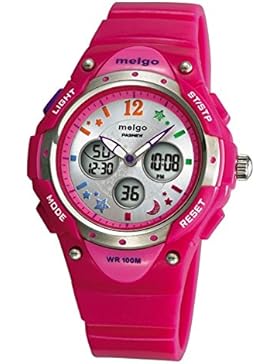 PASNEW Hohe Qualität Wasserdicht 100m Dual Time Unisex Kinder Outdoor Sport Armbanduhr Pink
