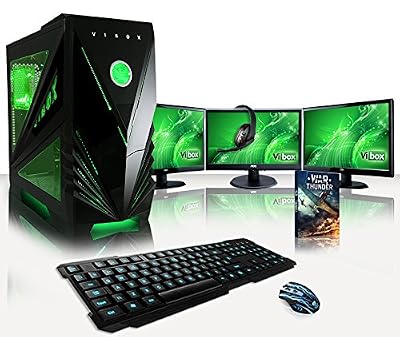 VIBOX 'VIBOX Warrior Paquet 7 W Gaming PC avec jeu War Thunder, 23.6 HD Moniteur, 4 gHz AMD FX Quad Core Processeur, Nvidia GeForce GTX 960 Carte Graphique, 1 TO Disque Dur, 16 Go RAM, case Predator, néon vert