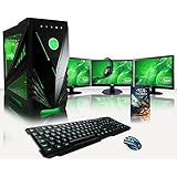 VIBOX Gaming PC - Warrior Package 7 - 4.0GHz AMD FX 4-Core CPU, Geforce GTX 1060, VR Ready, Desktop Computer with Game Bundle, 3x Triple Display 22" Monitor Setup, Headset, Gaming Keyboard &amp; Mouse, Green Internal Lighting and Lifetime Warranty* (Super Fast AMD FX 4300 Quad 4-Core CPU Processor, Nvidia GeForce GTX 1060 3GB Graphics Card, 16GB DDR3 1600MHz RAM, 1TB (1000GB) Sata III 7200rpm Hard Drive HDD, 85+ Rated PSU, Vibox Green Case, AM3+ Motherboard, No Operating System Installed)