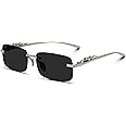 Dark Wost Mc Stan Rimless Sunglasses For Men and Womens Retro Luxury Metal Frameless Rectangle Leopard Arms Colored Lens Sun Glasses (Pack Of 1)