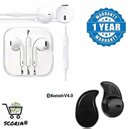 SCORIA® Mini Style Wireless Bluetooth Headphone S530 1pcs In-Ear V4.0 Stealth Earphone Phone Headset Handfree With Stereo Earphone Hands-Free Mini Size Headset With Mic And Volume Controller 3.5Mm Jack Compatible For Apple iPhone 5S