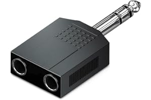 TECHZOCO Adaptador Audio Estereo, Splitter 1x 6,3mm Jack Plug a 2X 6,3mm Jack, Duplicador Audio 6.35 mm, Conector Divisor Estéreo 6,35 mm, Estereo, Apto para Auriculares, micrófono, Amplificador