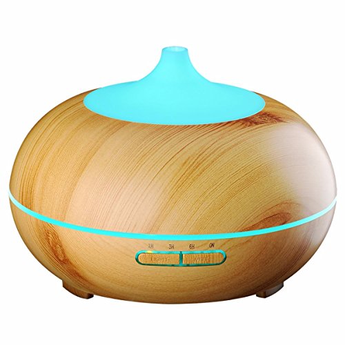 Aroma Diffuser, EIVOTOR 300ML Luftbefeuchter Multifunktion Holzmaserung Ultraschall Öl Duftzerstäuber Humidifier Aromatherapie Duft Diffusor Abschaltautomatik Befeuchter mit 7 LED Farbwechsel Licht elektrisch Duftlampe verschiedenfarbigem Licht Night Light Mute Colorful Lamp Light Atomization Nano-Atomization Technology + 3 Modi Zeitschaltuhr 1/3/6 Stunden sicher und leise für Yoga Kinderzimmer Schlafzimmer Wohnung Wohnzimmer Krankenhaus Toilette Büro Konferenzraum Beauty-Salon Babies Kinder usw