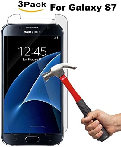Galaxy S7 Tempered Glass Screen Protector , Kimpson Glass Protector Film for Samsung Galaxy S7,9H Hardness, Bubble Free,Case Friendly.[3-Pack]