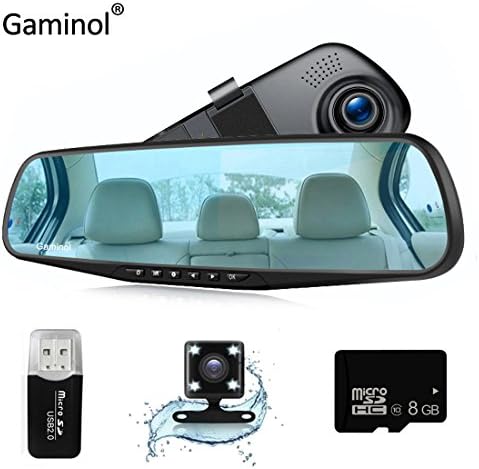Car Camera Dash Cam Rear View Mirror Car Video 1080P Car Driving Recorder Mirror Camera Dual Lens Vehicle Camera Car DVR with G-Sensor Loop Recording Parking Mode Motion Detection with Car Charger
